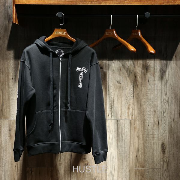 

wjcn crowe classic horseshoe 925 silver zipper hoodie ch coat, Black