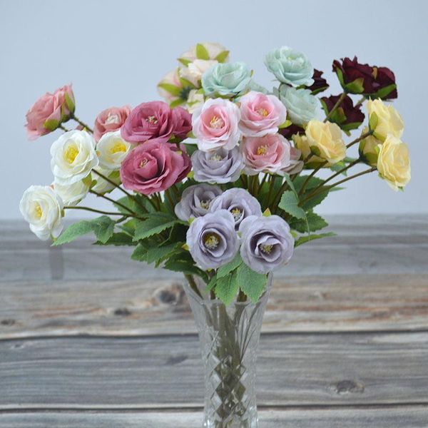

decorative flowers & wreaths 40 cm iceberg rose silk artificial bouquet 5 large heads fake flowers, suitable for family wedding decoration i