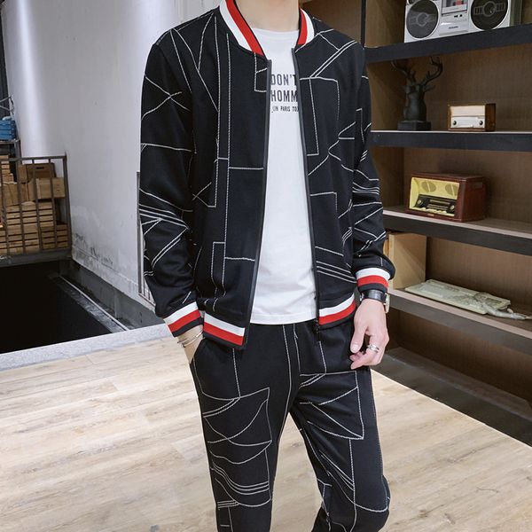 

Men's Tracksuits Men Leisure Set Sport Suits and Long-Sleeved Sweater Autumn Two-Piece Clothing Korean Fashion 0TWY, Gray
