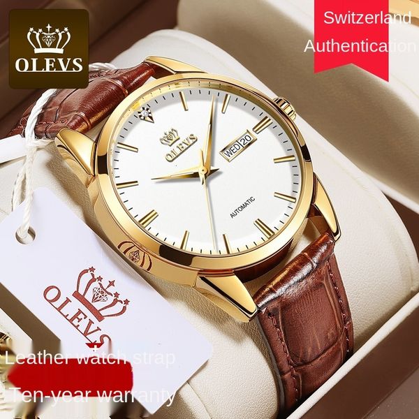 

automatic mechanical watch set waterproof men, Slivery;brown