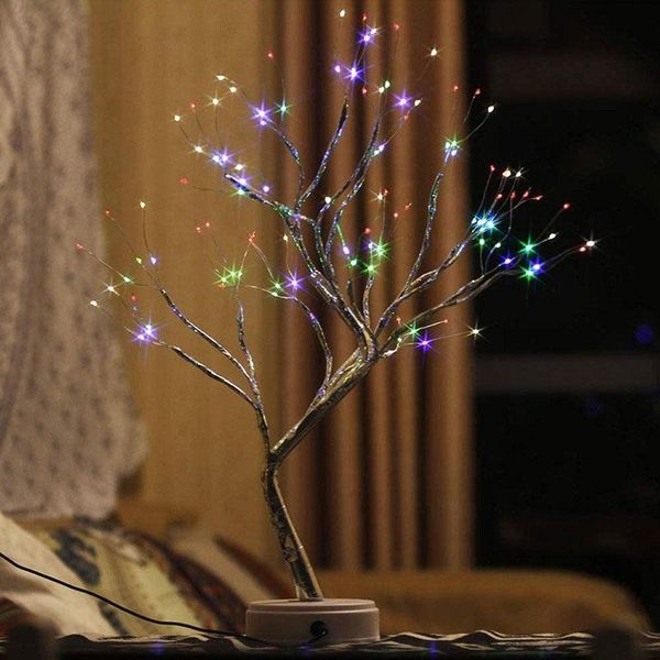 

night lights lantern copper wire tree light lednight touch switch usb battery bonsai gypsophila lamp party wedding decor