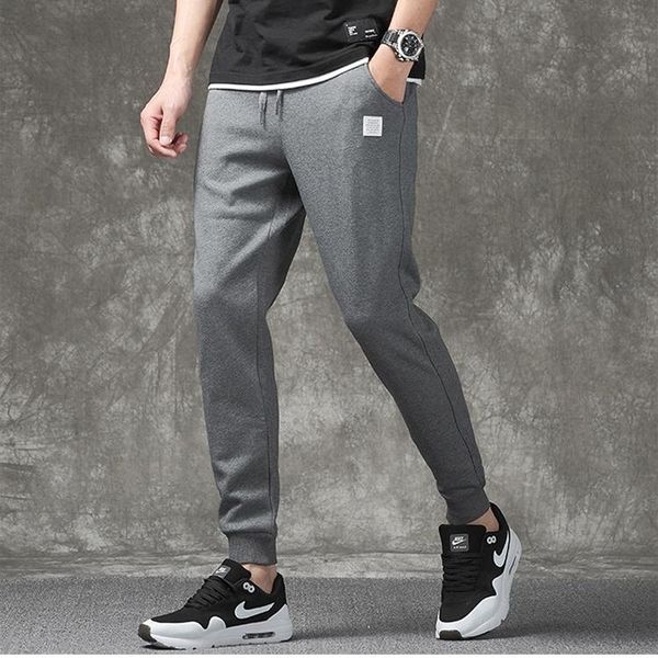 

men cotton fitness pants sweatpants men's streetwear fashion full length drawstring trousers for casual 4xl, Black