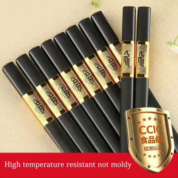 

chopsticks 10paired sticks sushi chinese pot kitchen dishes set chopstick tableware non slip plastic alloy clip reusable