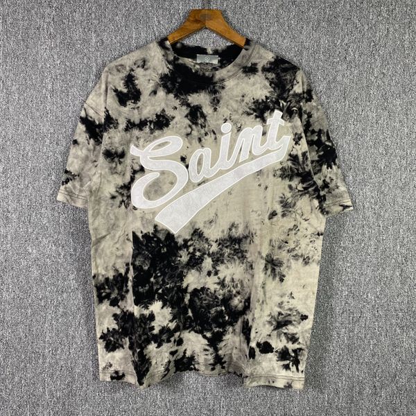 

t shirt men women tie dye 1 quality saint embroidery tee oversize vintage short sleeve real pics, White;black