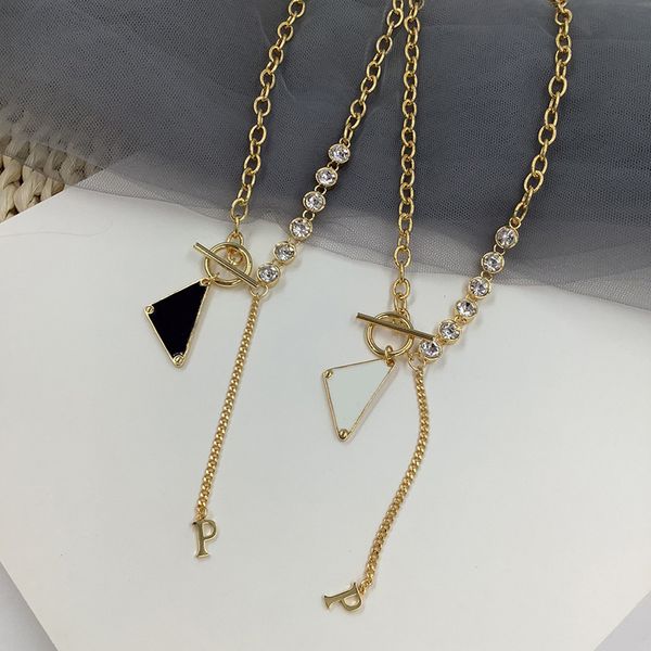 Catene collane Triangolo di lusso P designer gioielli Diamond Necklace Men Fashion for Women Collana invertita D218314HL
