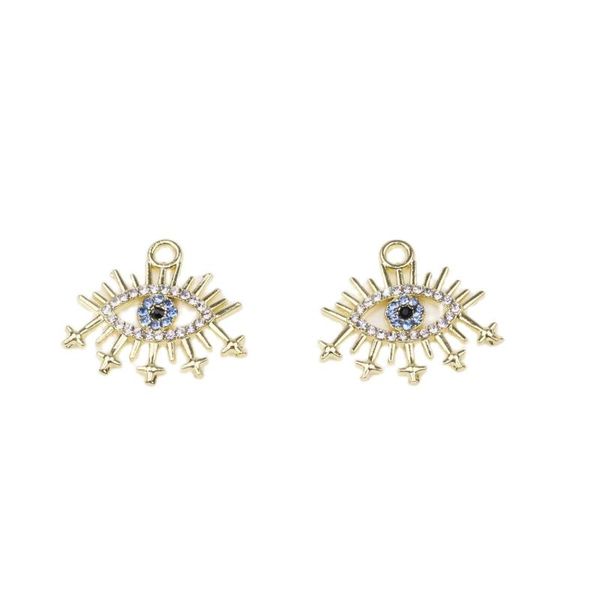 

charms eruifa 6pcs 20mm lovely eyes with rhinestone coin zinc alloy necklace.earring bracelet jewelry diy handmade 2 colors, Bronze;silver