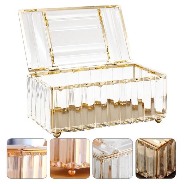 

tissue boxes & napkins 1pc crystal delicate box home decorative napkin holder golden white