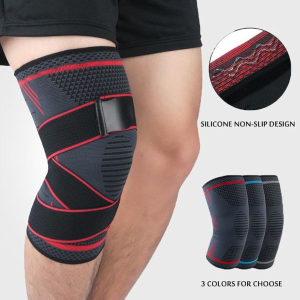 

elbow & knee pads 1pcs sports support silicone spring protector brace basketball volleyball pad fitness kneepad, Black;gray