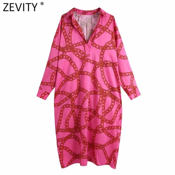 

zevity women vintage chain printing casual loose straight midi dress female chic batwing sleeve brand kimono vestido ds8117 210419, Black;gray