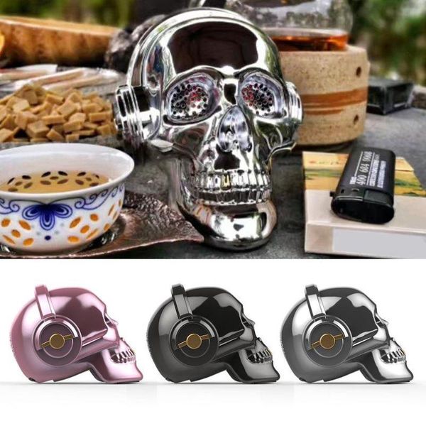 Oradores portáteis Skull Skull Speaker Stereo Bass Música Mini Áudio Punk Halloween Presentes Ao Ar Livre Telefone Móvel Computador