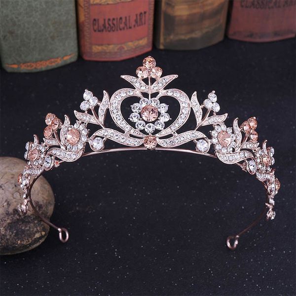 

forseven vintage baroque gold color shining crystal flower tiaras crowns de noiva women bride wedding hair jewelry accessories, Slivery;golden