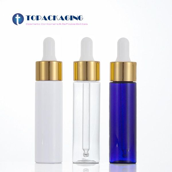 

storage bottles & jars 50pcs*30ml silica gel dropper bottle blue plastic cosmetic container golden anodized aluminum screw cap empty essenti