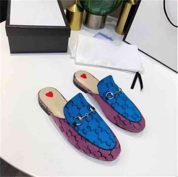 

slippers 2021 mules designer women loafers genuine leather sandals casual shoes princetown metal chain shoe lace velvet slipper wi, Black
