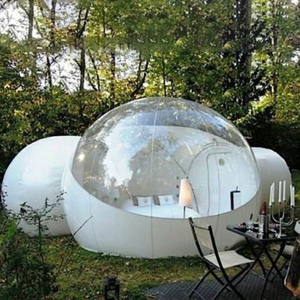 Bubble Tent House Hotel Tende gonfiabili Rifugi 13 piedi di diametro 4 m Due persone Tenda da campeggio all'aperto Campo familiare Cortile per vacanze con ventilatore gratuito