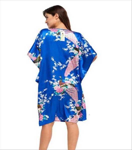 

chinese silk home women sleepwear dress robe summer lounge nightshirt short sleeve nightgown plus size 6xl a 073, Black;red