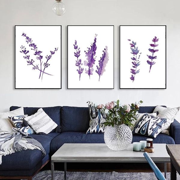 

paintings watercolor provance lavender poster flowers wall art print nordic canvas painting minimalist picture living room decoration