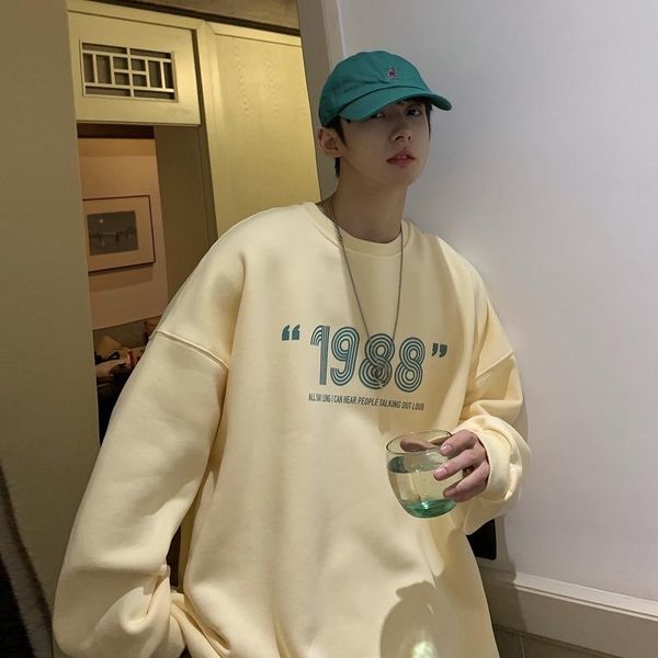 

men's hoodies & sweatshirts letter graphic oversize men sweatshirt round neck hip hop streetwear harajuku fashion male pullovers casual, Black