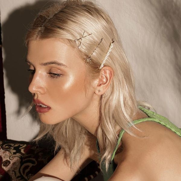 

hair clips & barrettes accessories 2021 trend imitation pearl hairpin bangs clip european and american original personality, Golden;silver