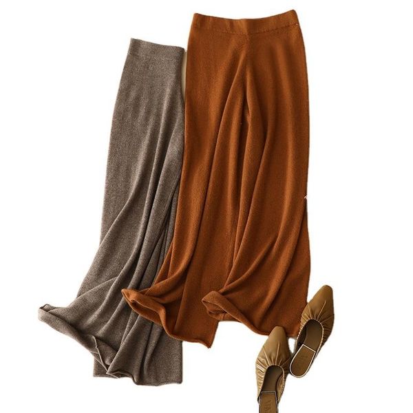 

women's pants & capris shuchan high fashion wide leg knitted full length office lady loose elastic waist streetwear women womens, Black;white