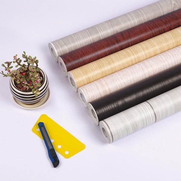 

wallpapers european wood grain self adhesive wallpaper stripe bedroom decoration pvc thick wall paper home decor w31