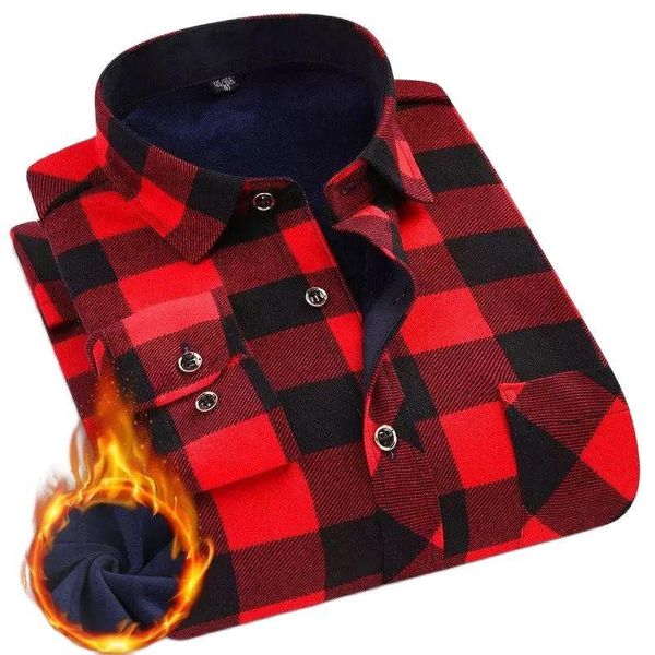 

men's casual shirts winter plus size red checkered for male leisure mens 100% cotton sanded warm flannel plaid over shirt long sleeve, White;black