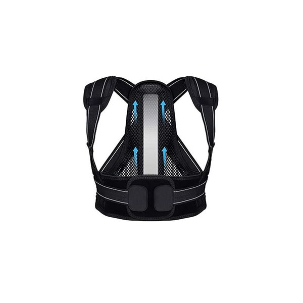 

back support posture trainer brace belt adjustable corrector clavicle spine shoulder lumbar correction, Black;blue