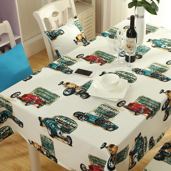 

retro sports car fabric dining tablecloth rectangle table cloth household el restaurant cover