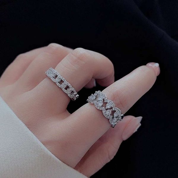 

double row full diamond ring with adjustable niche design, Black