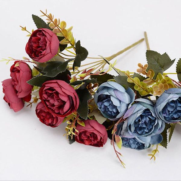 

decorative flowers & wreaths 6 heads peony artificial flower nordic bouquet fake silk for wedding decoration home garden diy decor