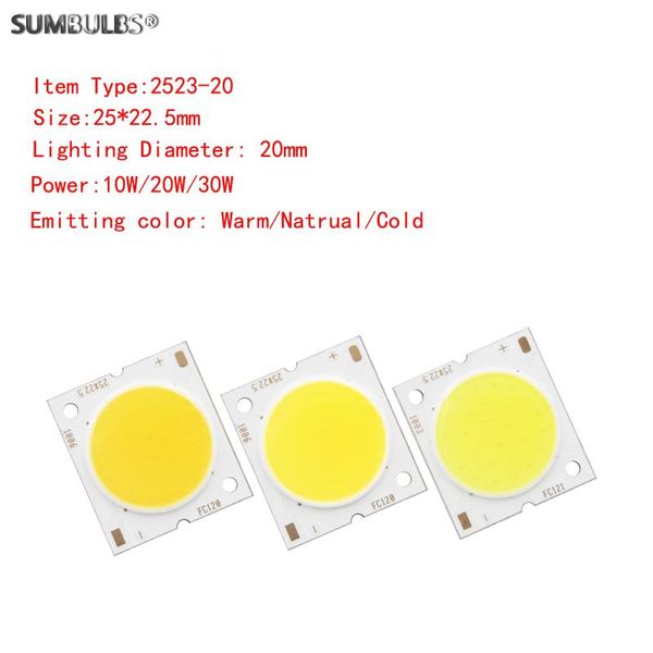 

bulbs 25*23mm 20mm lighting diameter led cob spotlight source cold warm nature white for down track lamp 10w 20w 30w diode