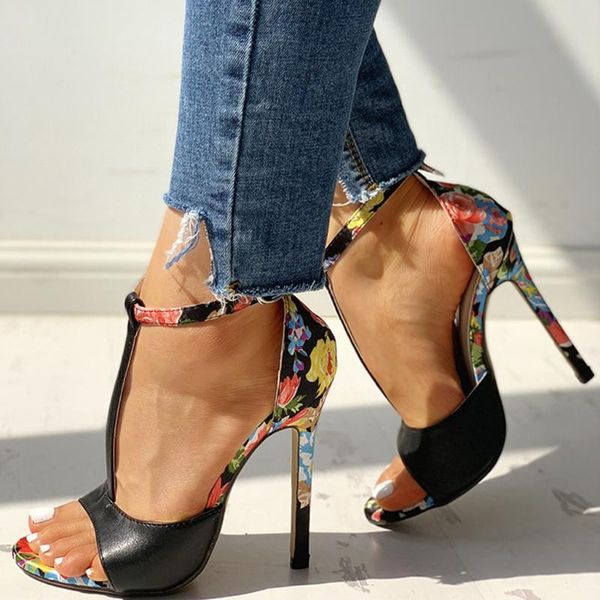 

woemen high heels sandals footwear cross-tied ankle strap summer shoes women 2021 female party#g4, Black