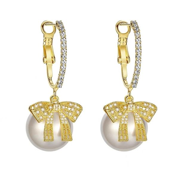 

fashion korean oversized white pearl dangle earrings for women bohemian golden round zircon wedding earring jewelry gift, Silver