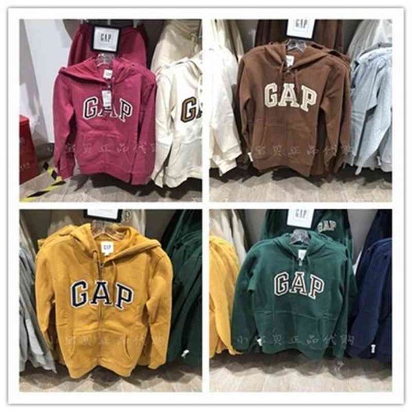 

brand hoodie domestic gap men's new spring and autumn hooded zipper sweater 735933 853131 618866 618705, Black