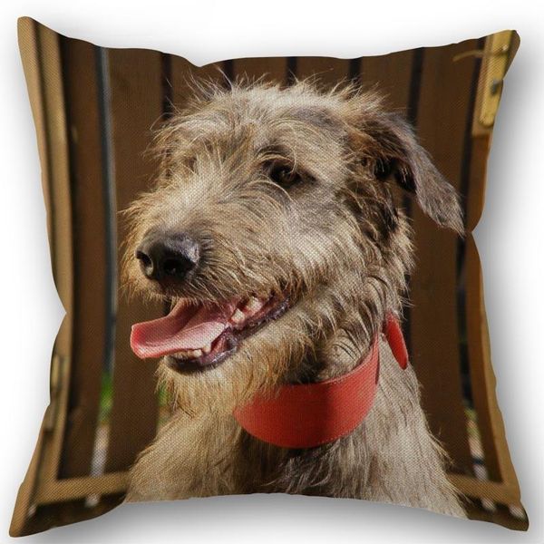 

pillow case custom dog irish wolfhound pillowcase cotton linen fabric square zipper 45x45cm wedding decorative cover