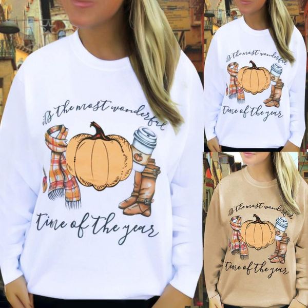 

women's hoodies & sweatshirts letter print fashion pullover sweatshirt casual women autumn halloween o neck long sleeve pumpkin, Black