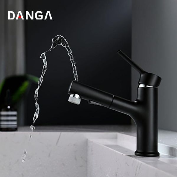 

black bathroom faucet pull out vanity water tap 3 in 1 basin faucets brass sink mouthwash and cold mixer