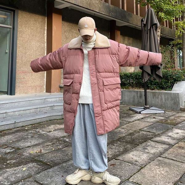 

men's down & thicken lambswool men oversized loose casual patchwork jacket zipper parkas manteau homme hiver winter coat de50mmf1 wyo0, Black