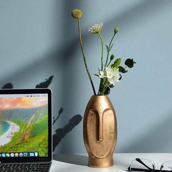 

3pcs art face ceramic vase decoration ornaments creative white black avatar abstract human head modern living room flower shop vases