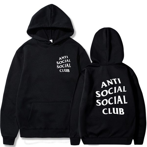 

anti social club men's on chao brand assc sports hoodie, Black
