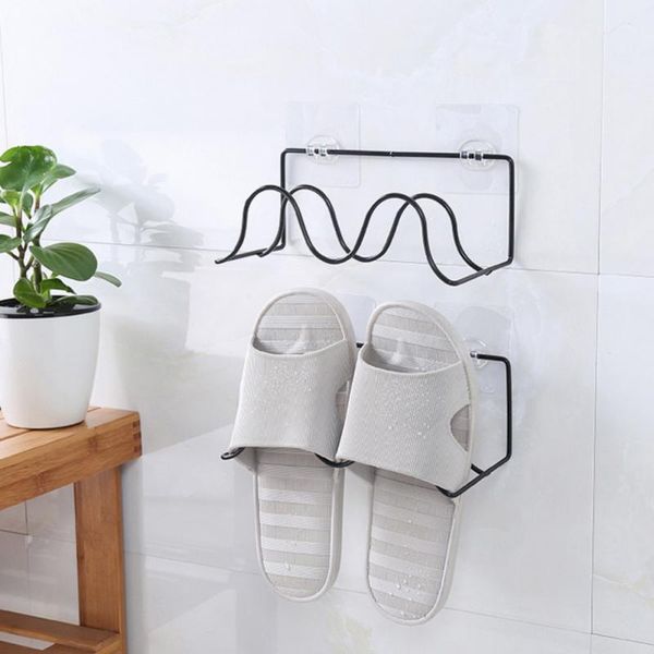 

clothing & wardrobe storage double-layer shoes rack shoe racks organizer wall mount slippers hanging shelf slipper holder h1