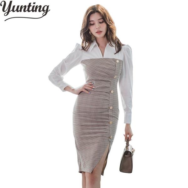 

casual dresses lady office wear women 2021 spring sheath pencil to work business vestidos, Black;gray