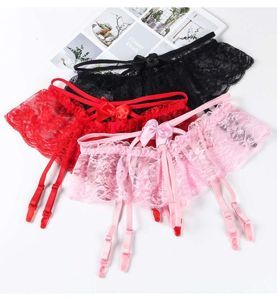 

lace women's underwear low waist transparent temptation with open fun, Black;white