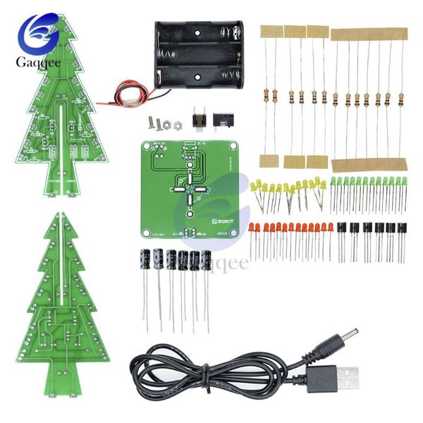 

modules 3d flash led christmas tree diy kit 3 colors red/green/yellow circuit electronic suite holiday decor board