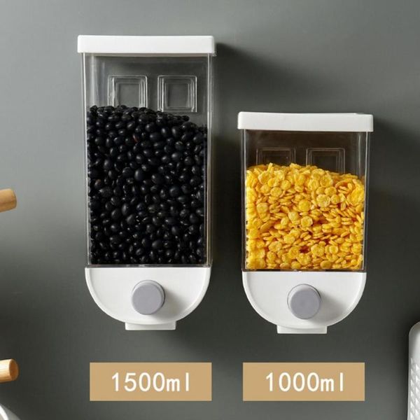 

1000/1500ml wall hanging container grain storage box kitchen bean dispenser jars jar glass bottle bottles &