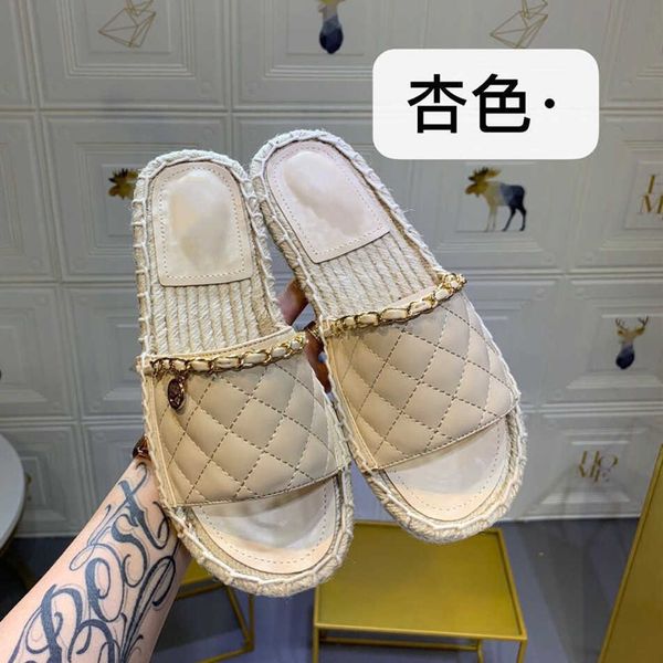 

sandals slippersslippersslippers wear women's summer fashion leather new straw thick bottom chain beach flip flop fisherman's shoe, Black