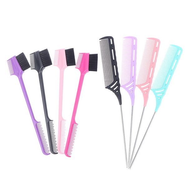 

hair brushes three-purpose edge control eyebrow comb pointed tail makeup brush tool, Silver