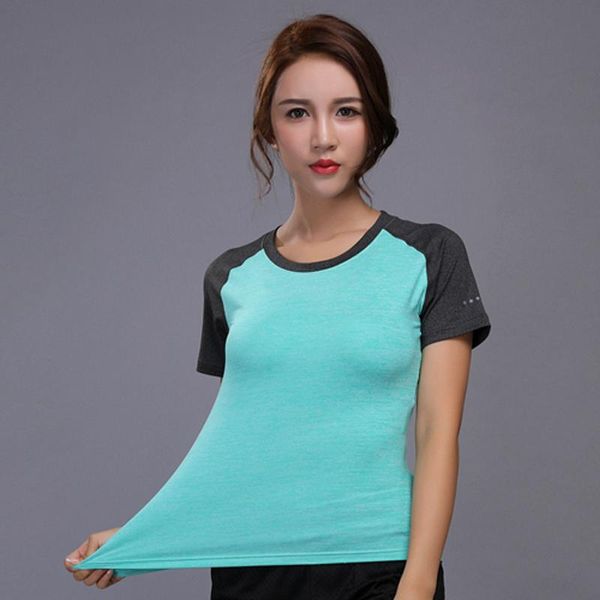 

yoga outfits women shirt for fitness running sports t ,gym quick dry sweat breathable exercises short sleeve o neck, White;red