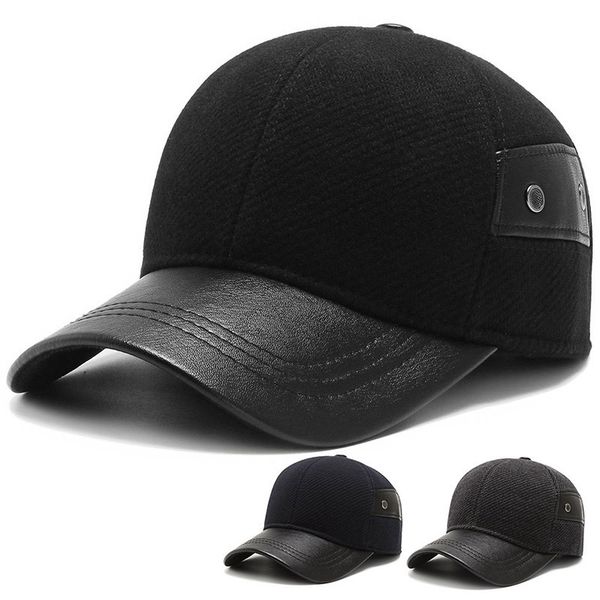 

men's middle-aged old people's warm baseball cap in autumn and winter, Blue;gray