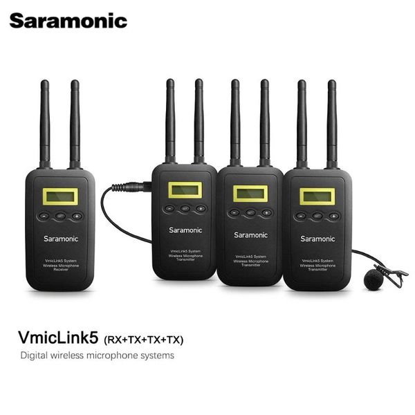 

original saramonic 5.8ghz wireless lavalier microphone system vmiclink5 transmitters receiver for canon nikon dslr camera microphones