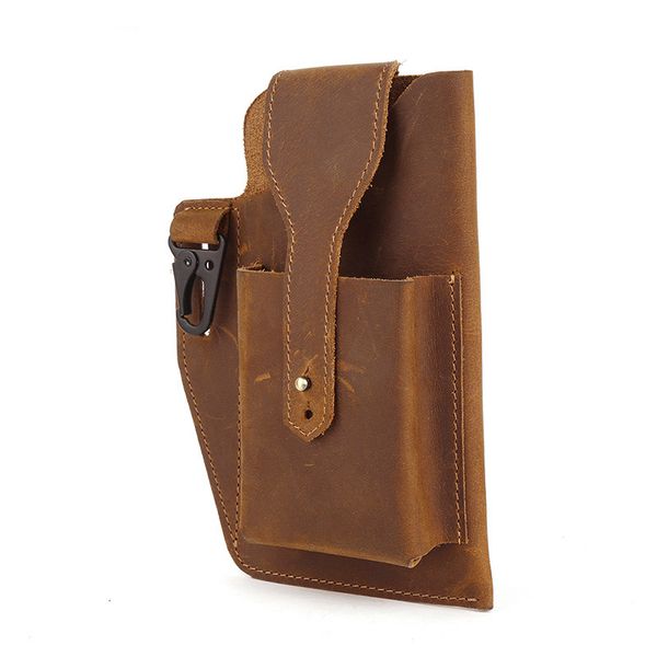 

waist bags men genuine leather retro multifunctional solid phone hasp fanny packs mix color